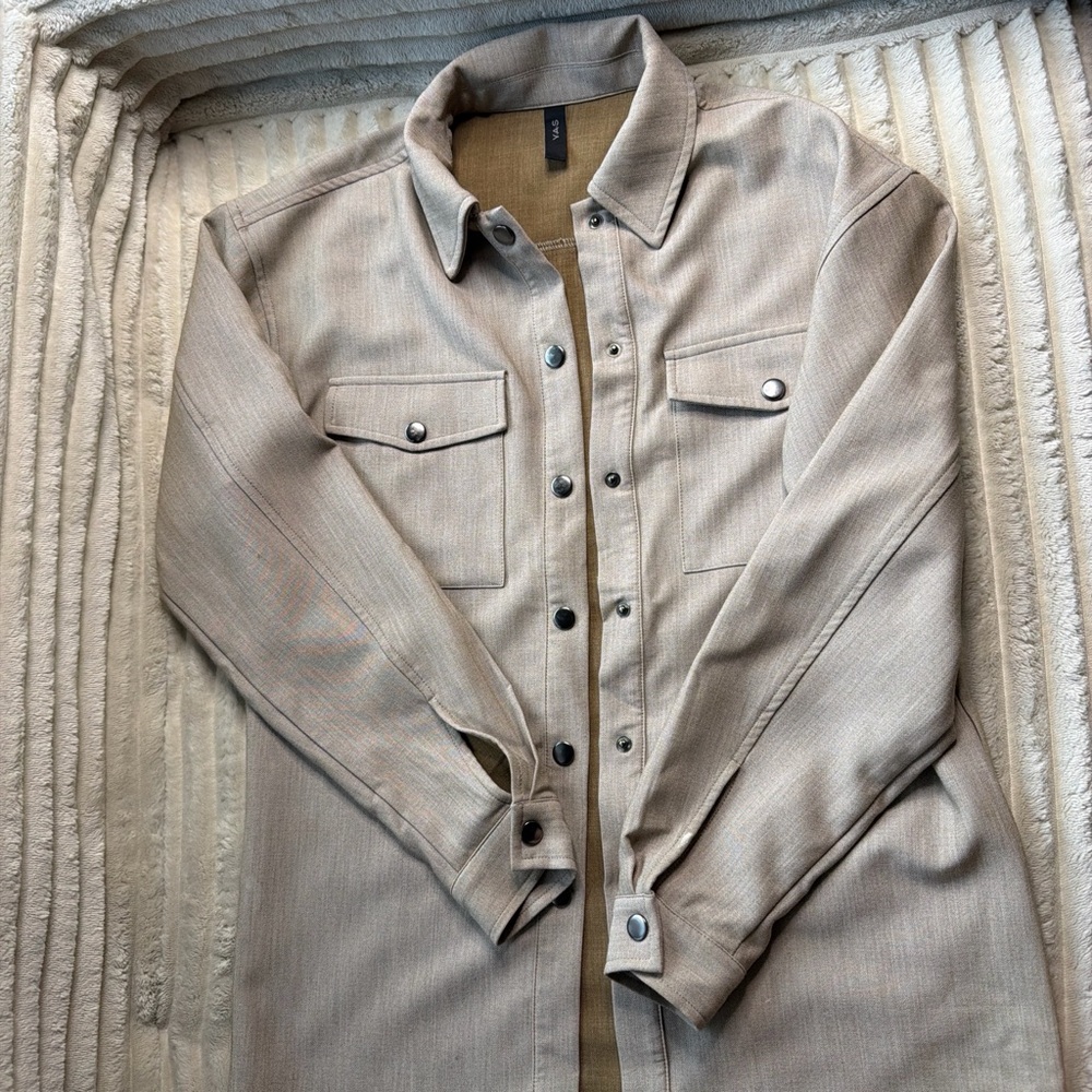 Tan Button-Up Shirt Jacket - Picture 5 of 7